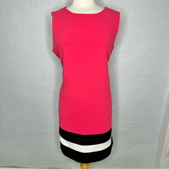 Tommy Hilfiger | Dresses | Tommy Hilfiger Pink Dress With Black And White  Stripes Size 4 | Poshmark